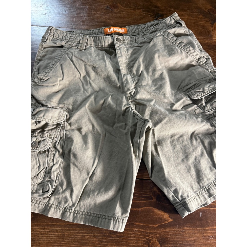 Lee Dungarees Mens Cargo Shorts Size 36 Brown Khaki‎ Cotton Utility Multi Pocket